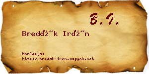 Bredák Irén névjegykártya